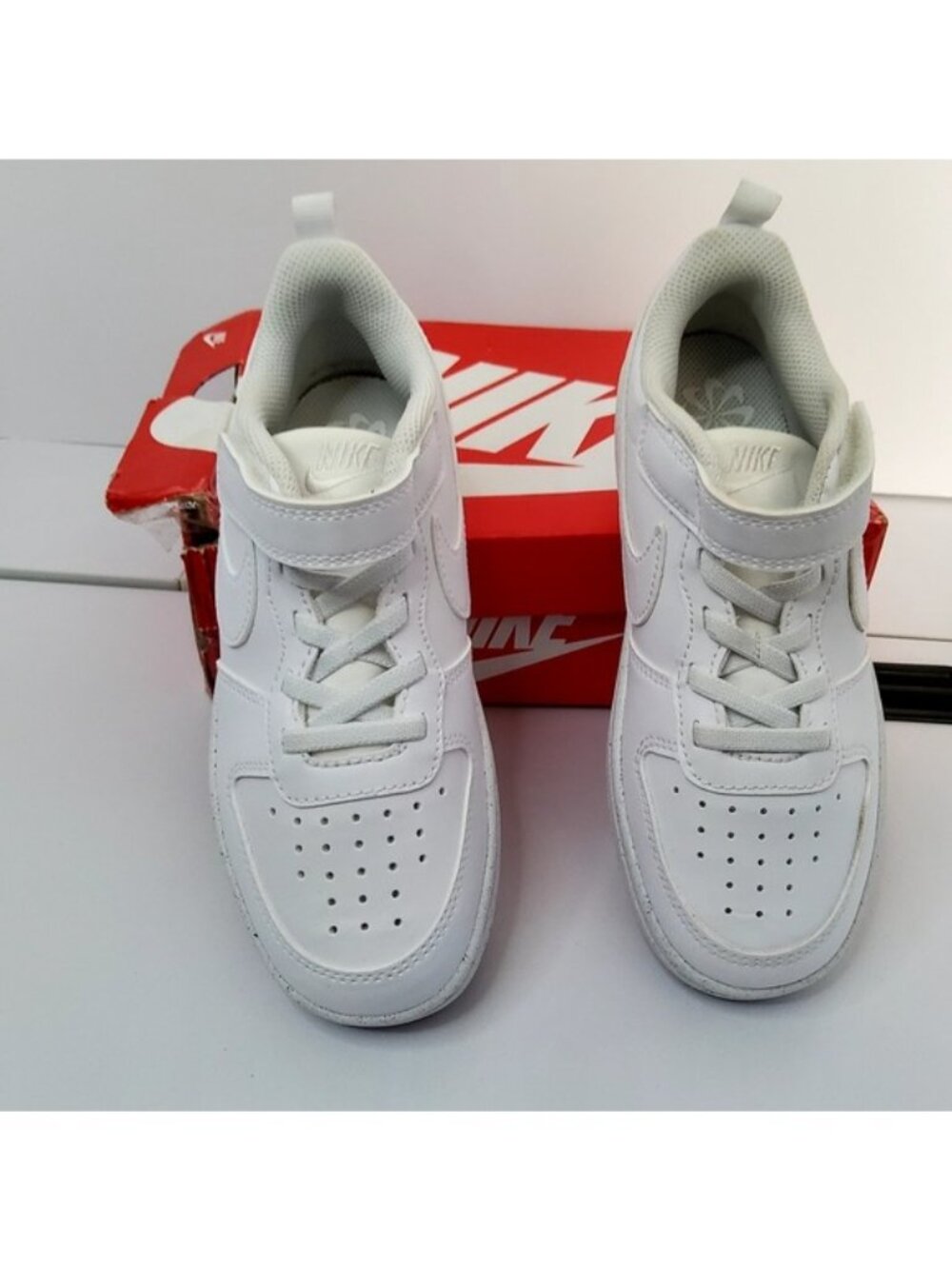 NIKE Boy's Sneaker Low Court Borough Low Recraft White White White Size 13.5C - Picture 4 of 8